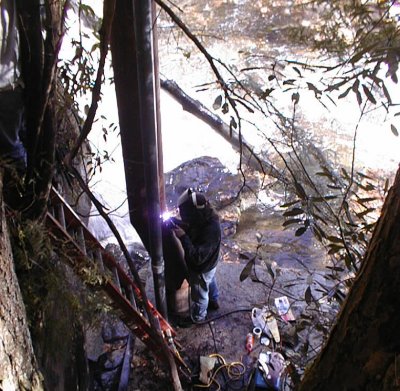 Greg welding the penstock